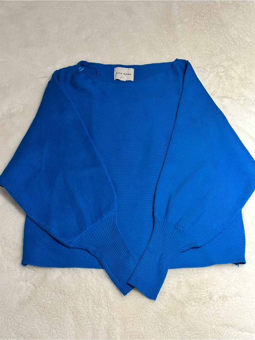 Pink Rose Women's Bright Cobalt Blue Ribbed Open Cardigan